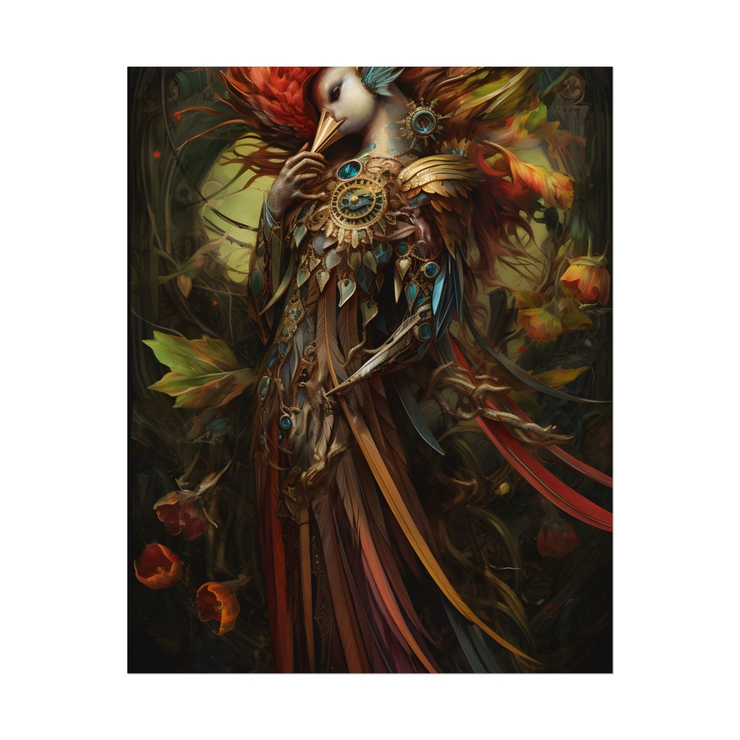Grand Statue of a Majestic Bird in Serene Setting - Poster