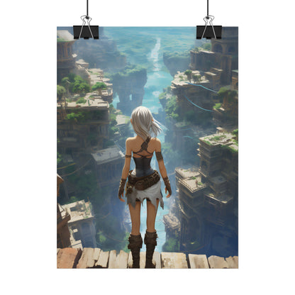 Dramatic Anime Female: Dynamic Birds Eye View Artwork - Poster