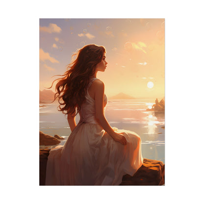 Vibrant Beach Scene: Summer Day with Sun-Kissed Figure - Poster