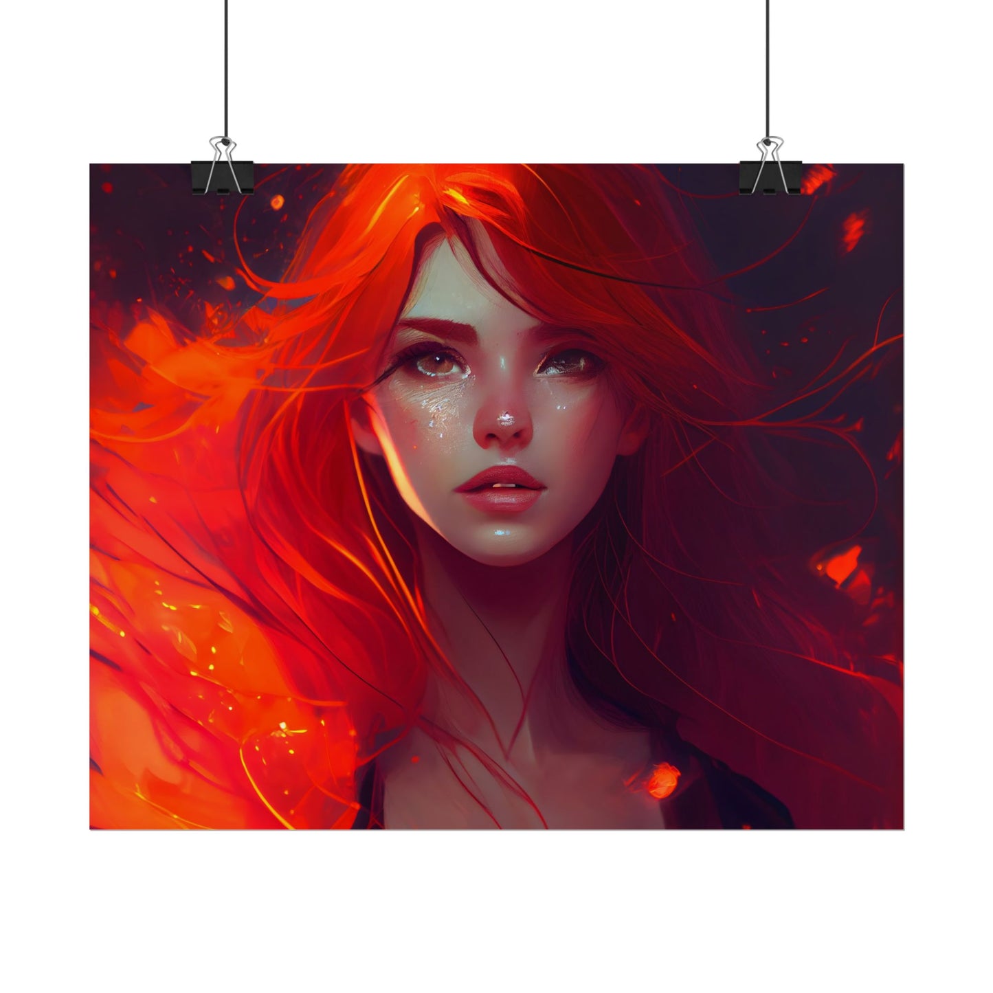Glowing Female Portrait: Close-Up Artwork - Poster