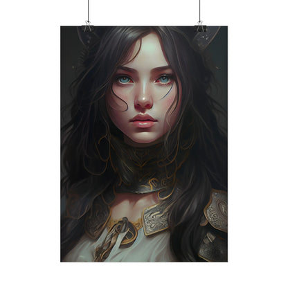 Vibrant Red Portrait: Dynamic Female Artwork - Poster