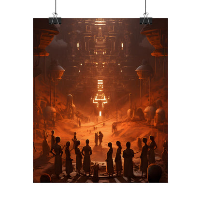 Vibrant Futuristic Tribal Gathering: Digital Art - Poster