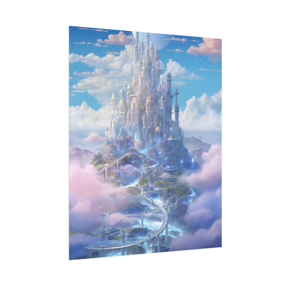 Floating City in Celestial Realm: Serene Fantasy Artwork - Poster