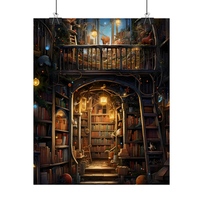 Magical Bookshop Art: A Serene & Enchanting Scene - Poster