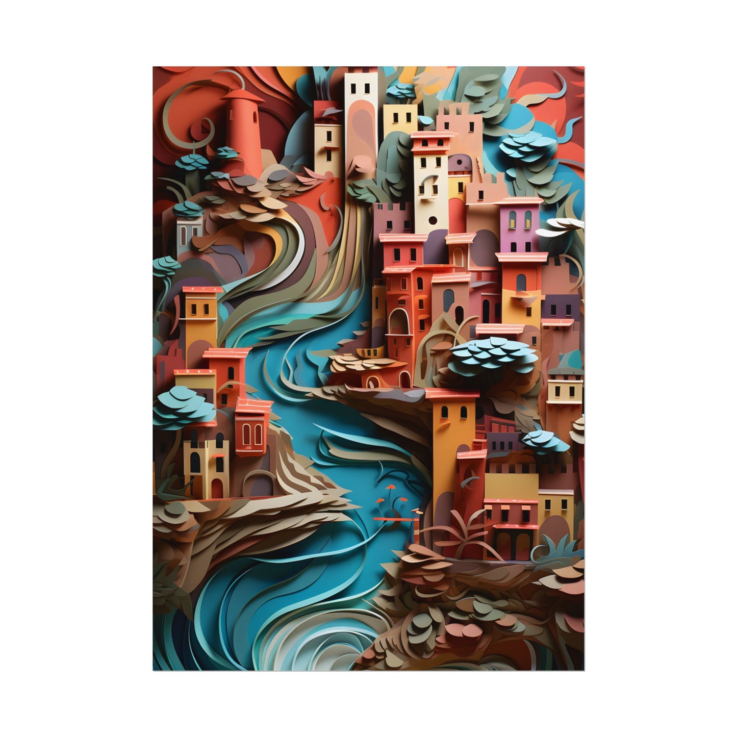 European Nature in Paper Quill: A Close-Up Artwork - Poster