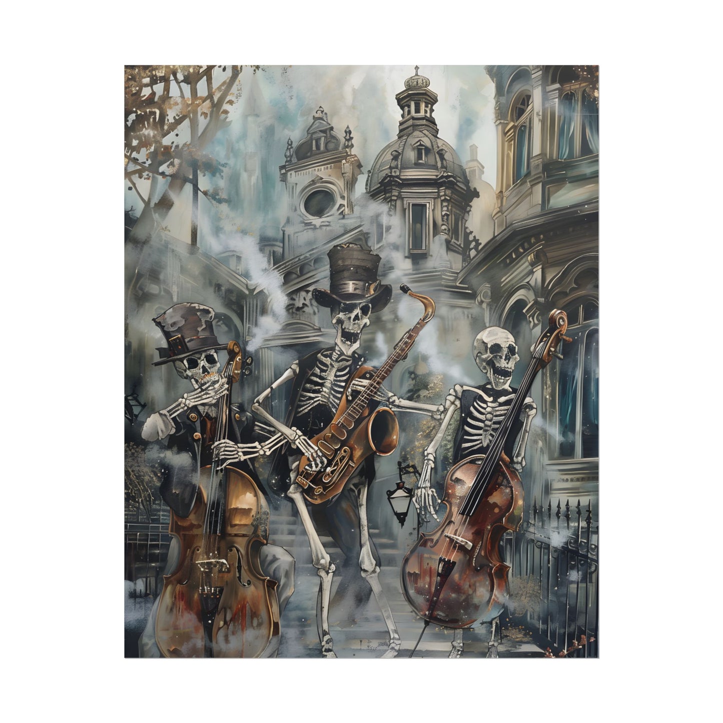 Victorian Lowbrow Jazz: Skeleton Band in Artistic Swing - Poster