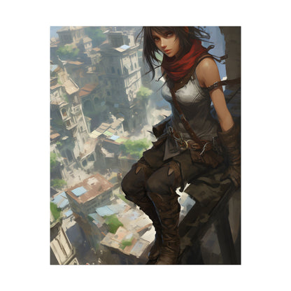 Anime Fantasy Bird's Eye View: White Feathers Digital Art - Poster