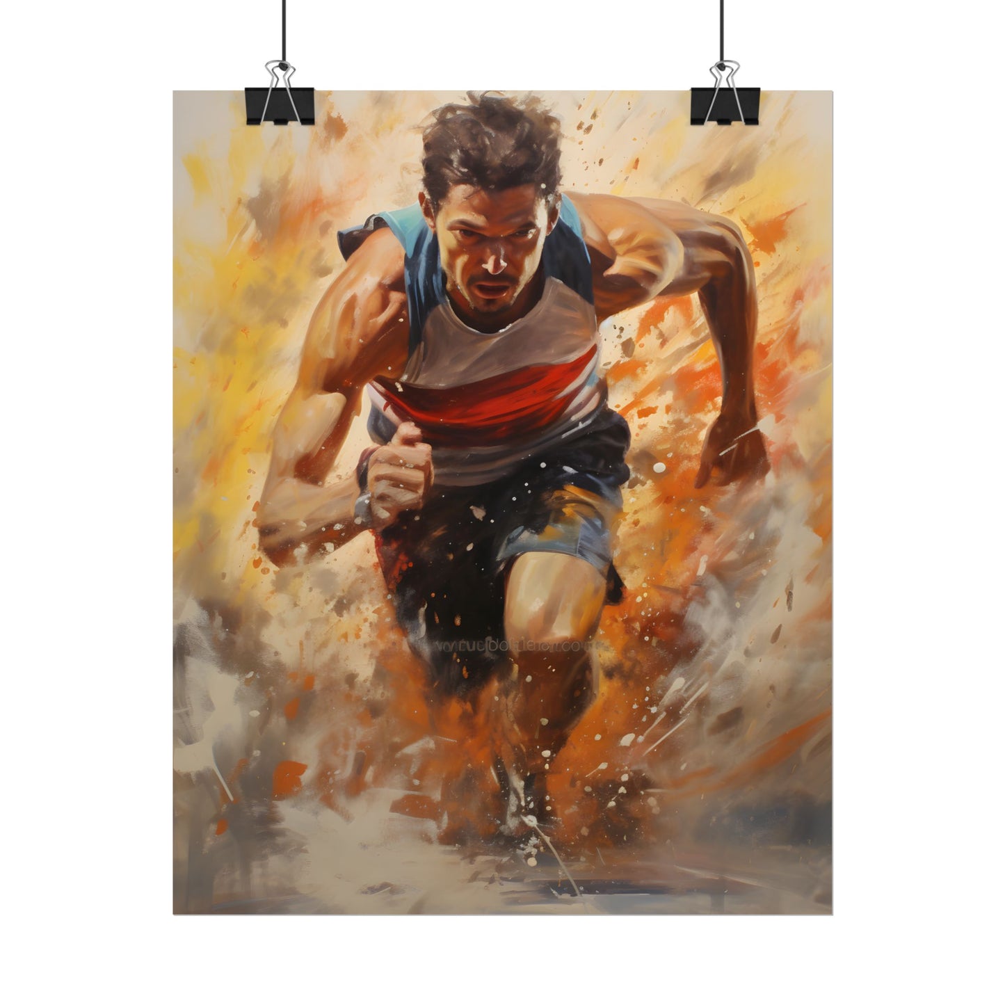 Passionate Athlete in Motion: Determined Sports Art - Poster