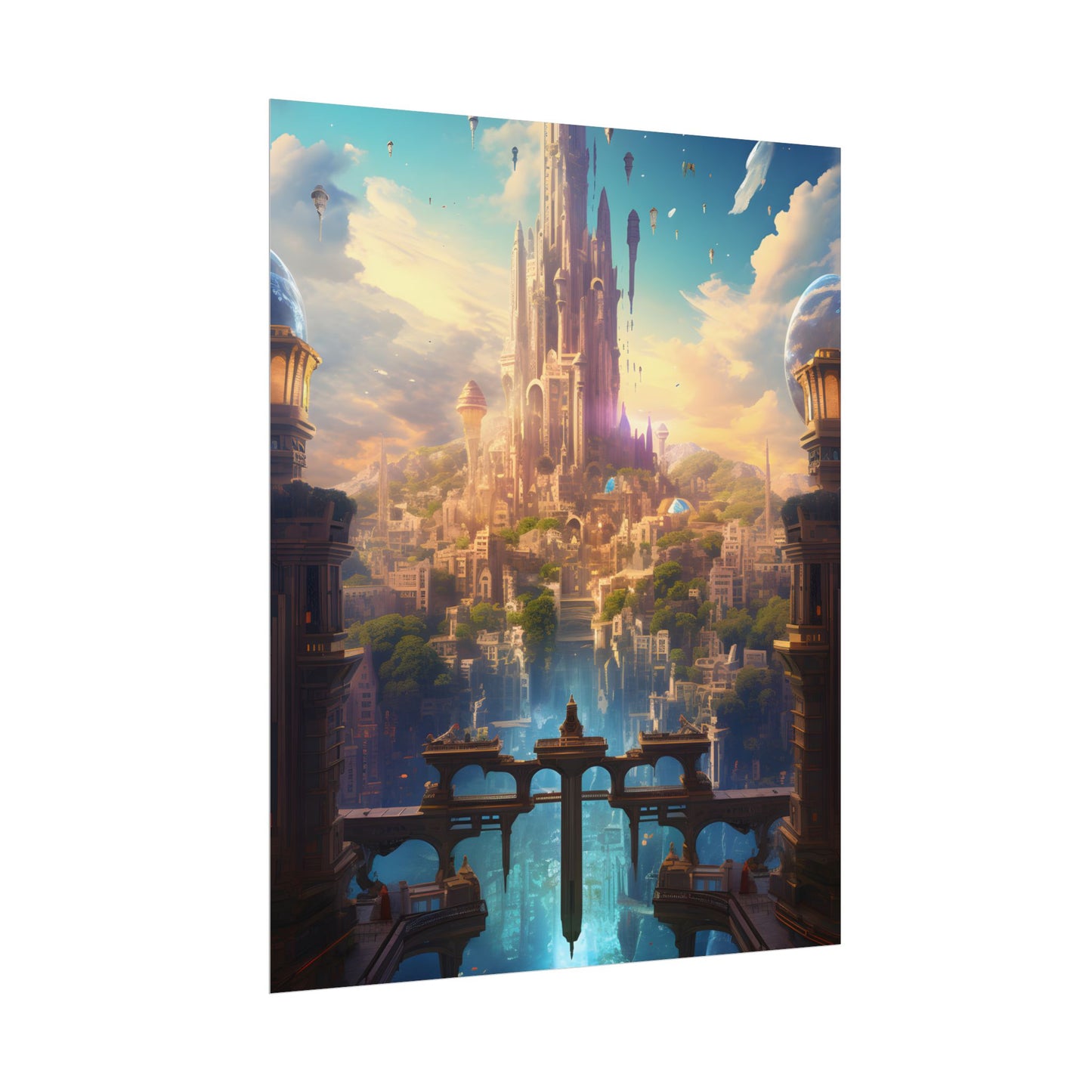 Floating Columbia: Breathtaking Serene Cityscape Artwork - Poster