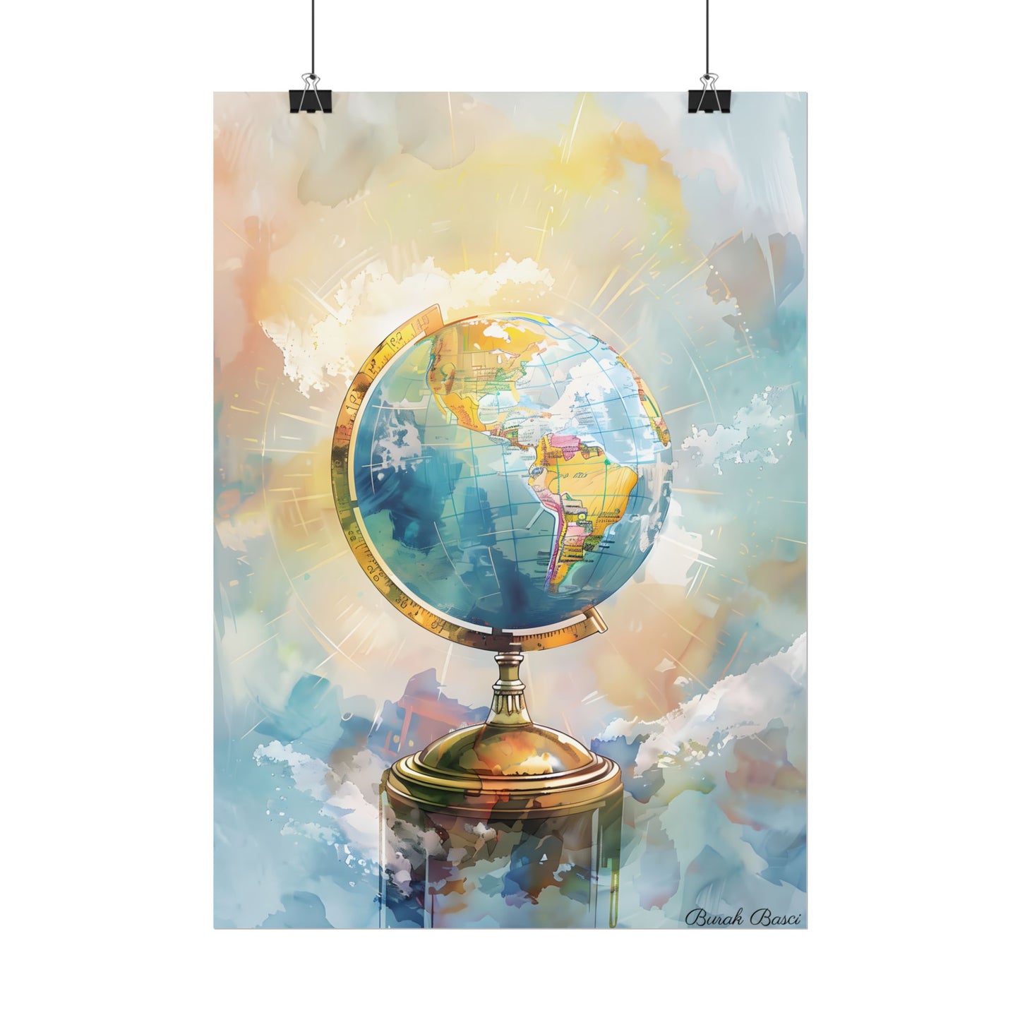 Vintage-Style Globe: World Map with Iconic Features - Poster
