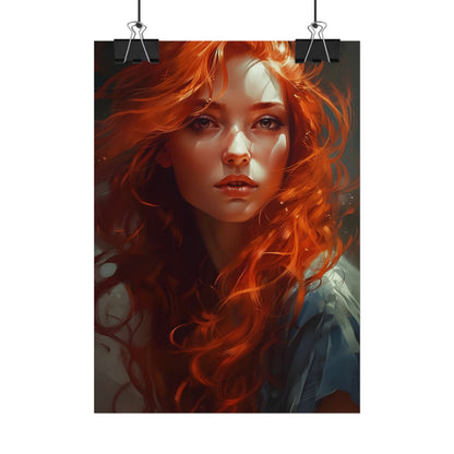 Redhead Female Portrait: Realistic Digital Artwork - Poster