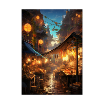 Magical Street Food Market: Vibrant Colors - Poster