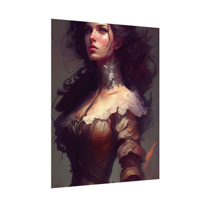 Lovely Brown Hair Portrait: Stunning Female Art - Poster