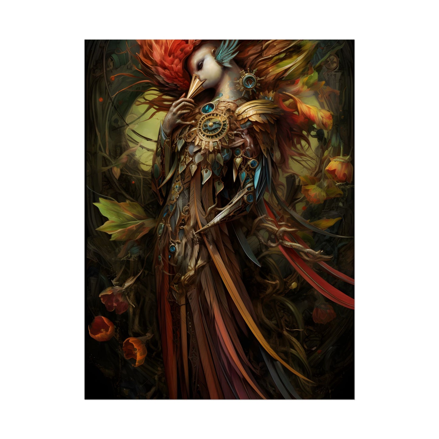 Grand Statue of a Majestic Bird in Serene Setting - Poster