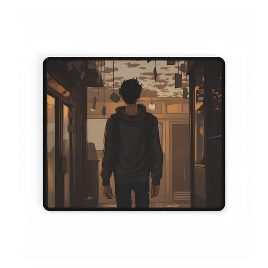 Candid Moment: A Person's Story in an Indoor Setting - Desk Mat