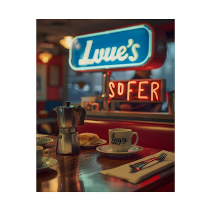 Retro Kitchen Diner Scene: Cozy Coffee Moment - Poster