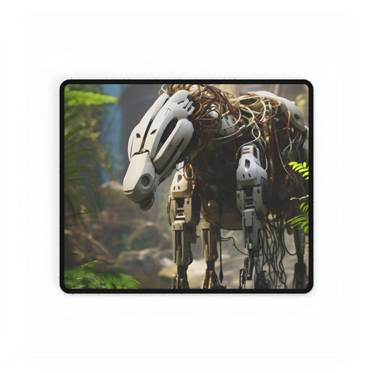 Robotic Wildlife Sanctuary: Harmony of Nature and AI Digital Art - Desk Mat