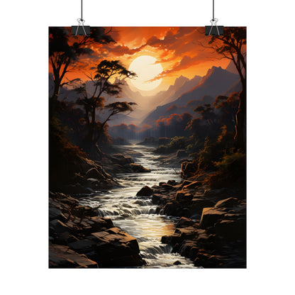 Breathtaking Waterfall: Impressionist Oil Painting in Serene Atmosphere - Poster