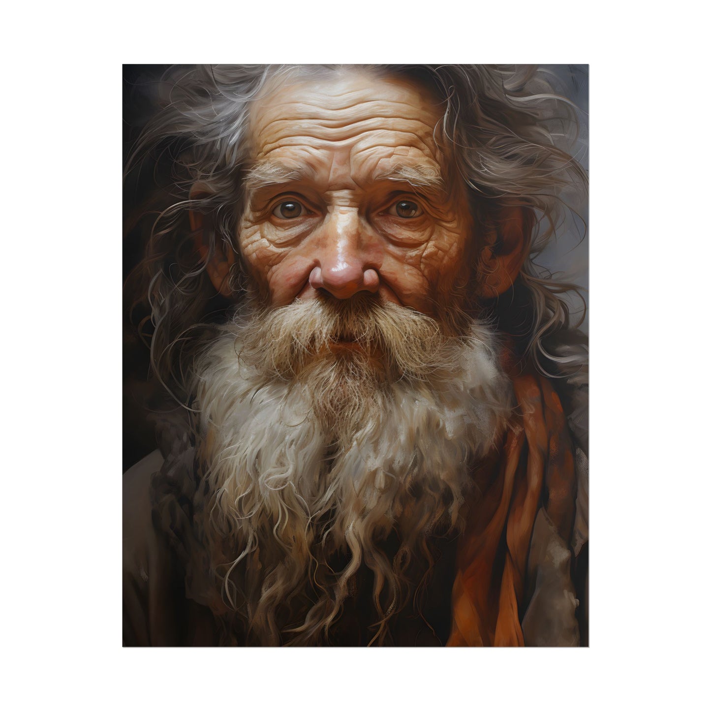 Elderly Wisdom: Realistic Portrait Art - Poster