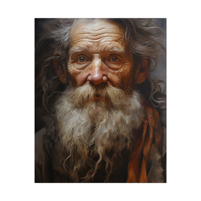 Elderly Wisdom: Realistic Portrait Art - Poster