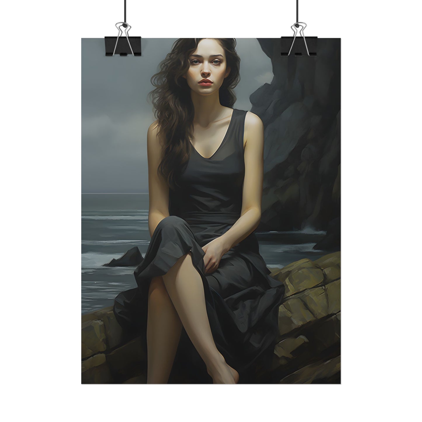 Serene Face with Glasses: Neutral Expression Art - Poster