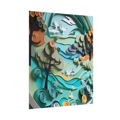 Eye-Catching Beach Landscape: Paper Quilling Art - Poster