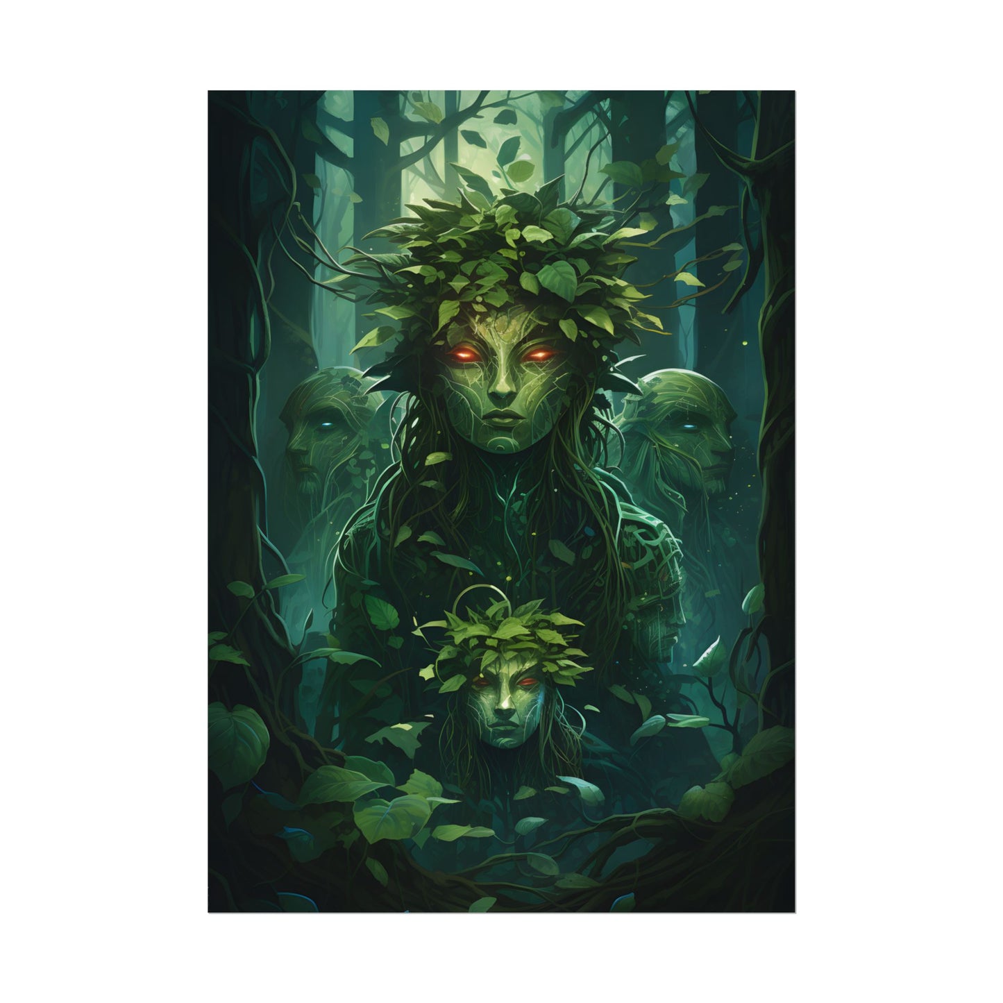 Mystical Forest Guardians: Serene Ancient Tree Spirits - Poster