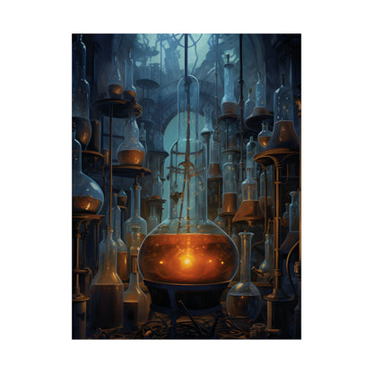 Scientific Discovery: Mysterious Laboratory Scene with Beaker and Whiteboard - Poster