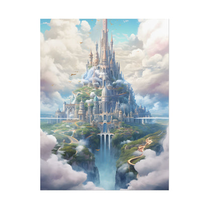 Floating City in Celestial Fantasy Realm: Whimsical Artwork - Poster