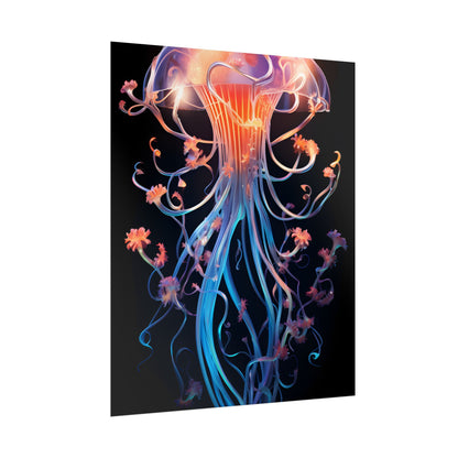 Bioluminescent Oceanic Ballet: Elegantly Poised Dancer in Underwater Performance - Poster