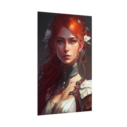 Redheaded Beauty: Formal Portrait in Dark Dress - Poster
