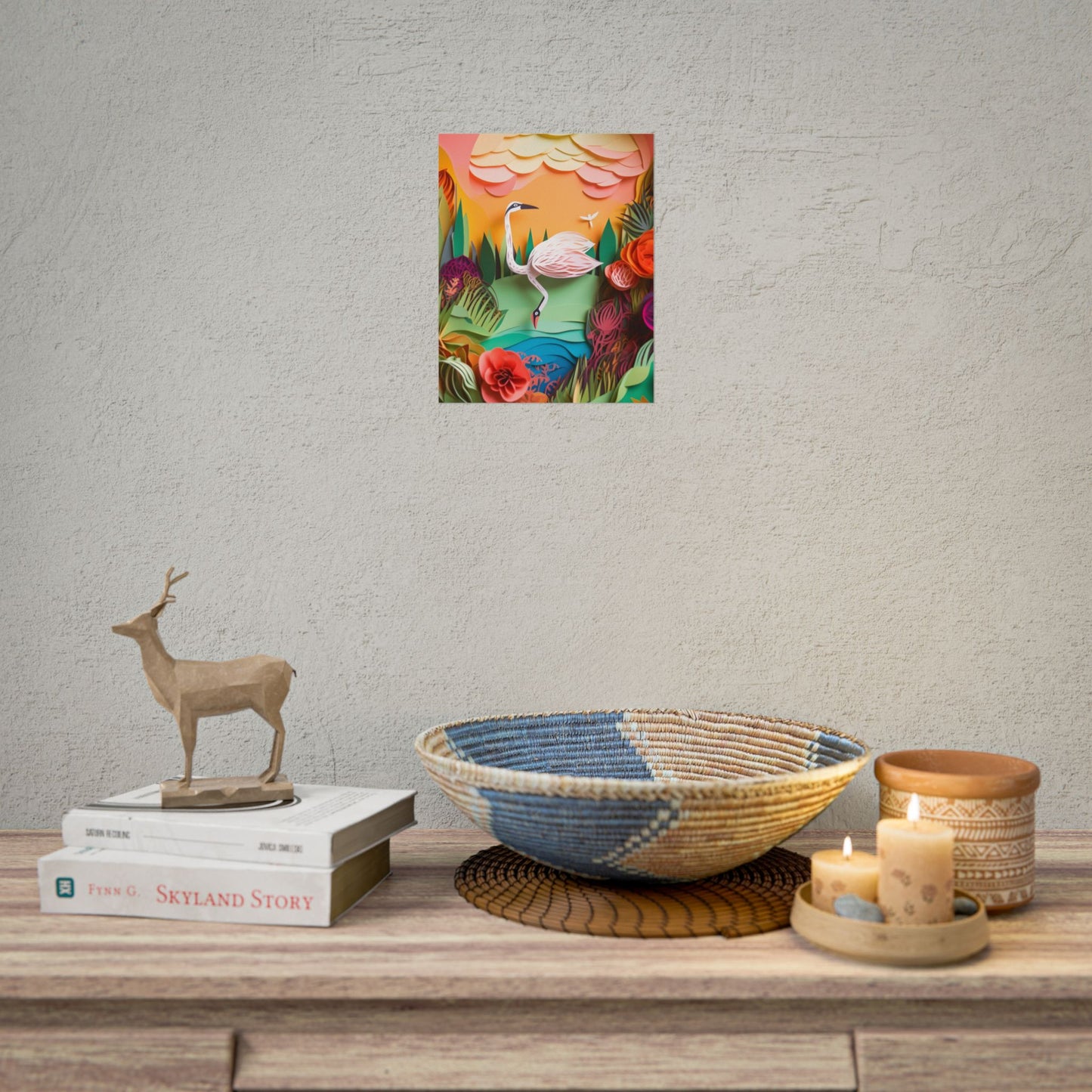 Peaceful Island Landscape: Paper Quilling Water Scene Art - Poster
