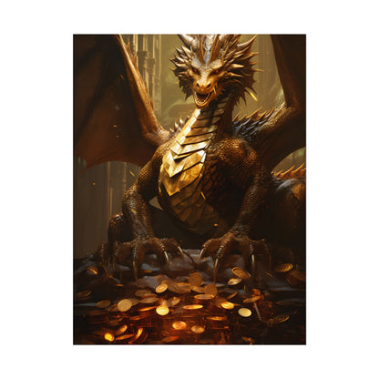 Majestic Dragon Guardian: Fantasy Artwork in a Magical Lair - Poster