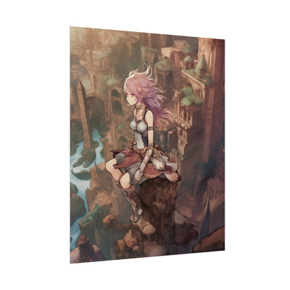 Dramatic Anime Feather: Detailed Urban Artwork - Poster