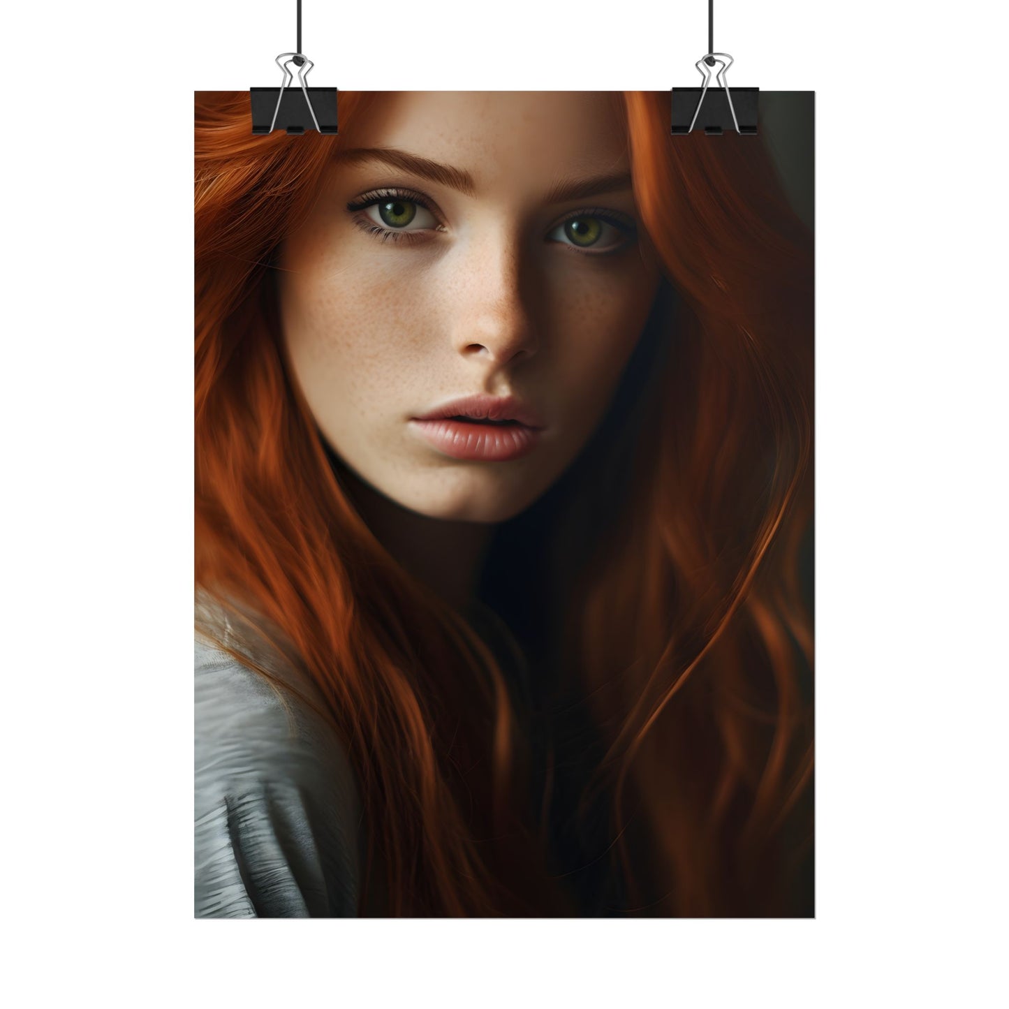 Redhead Woman in Nature: Candid Photo - Poster