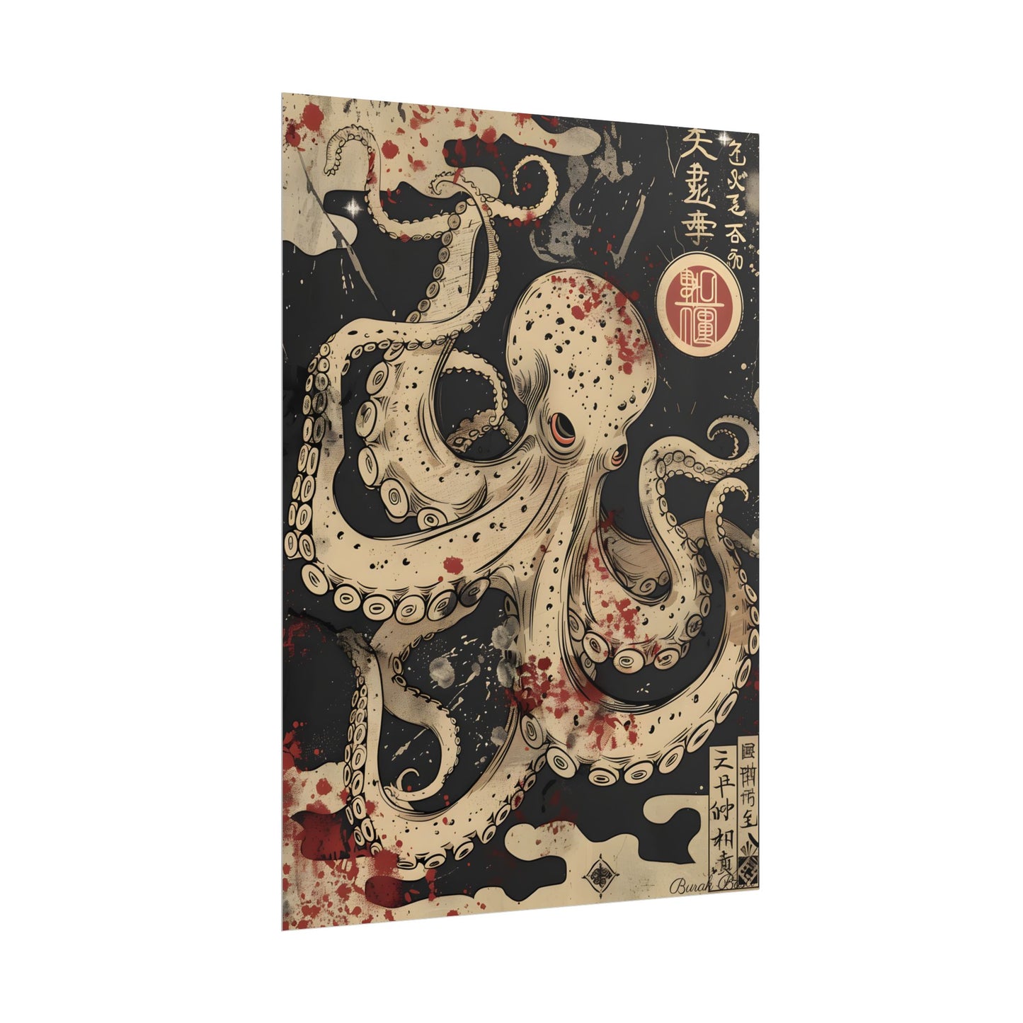 Stylized Japanese Octopus: Minimal Artwork - Poster