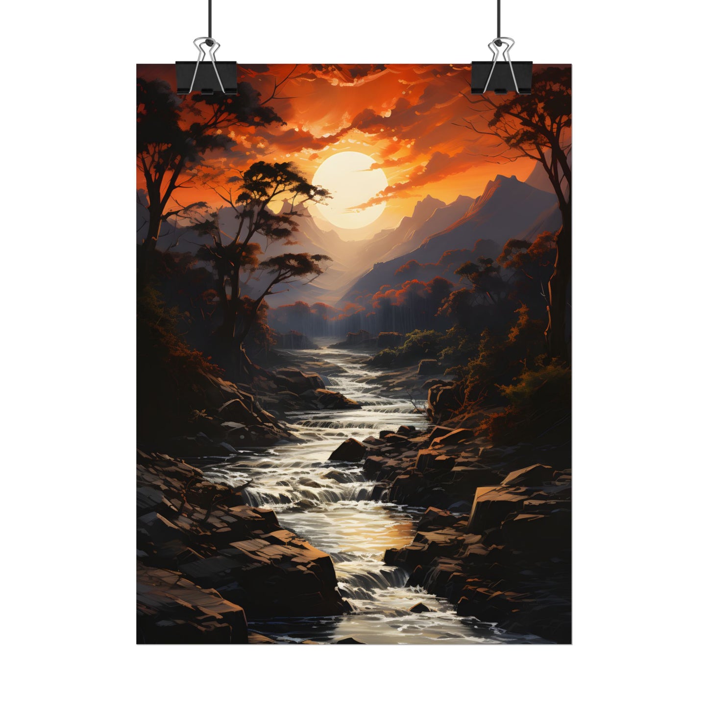Breathtaking Waterfall: Impressionist Oil Painting in Serene Atmosphere - Poster