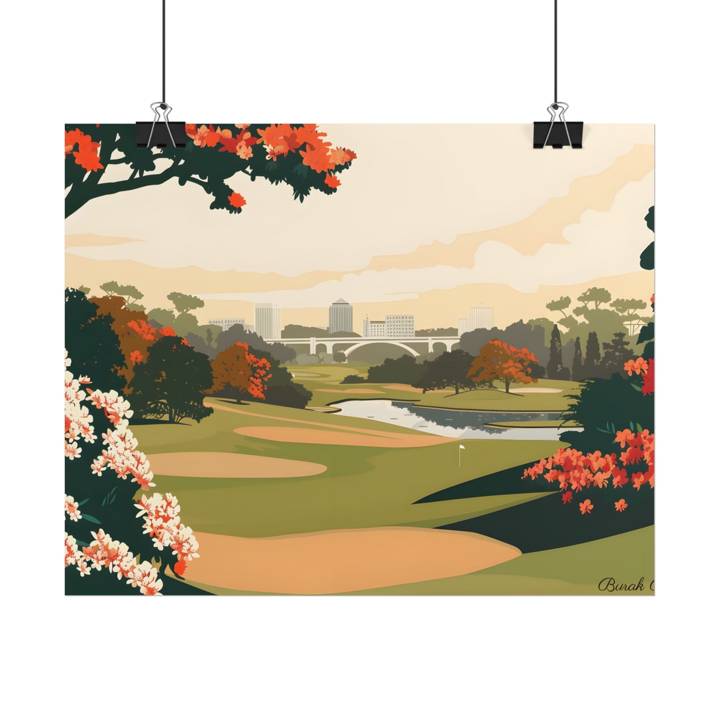 Retro Golf Illustration: Classic Course Art - Poster