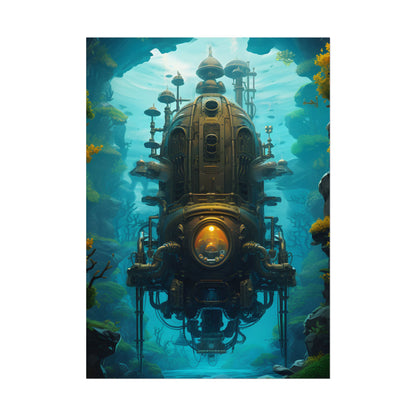Steampunk Underwater Odyssey: Captain Nemo's Nautilu Submarine Art - Poster