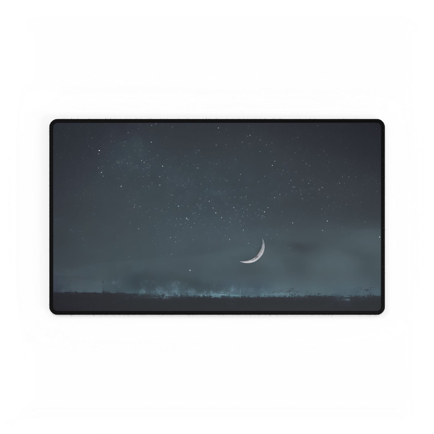 Minimalist Night Tree: Soft Lighting in Blue-Gray Skies - Desk Mat