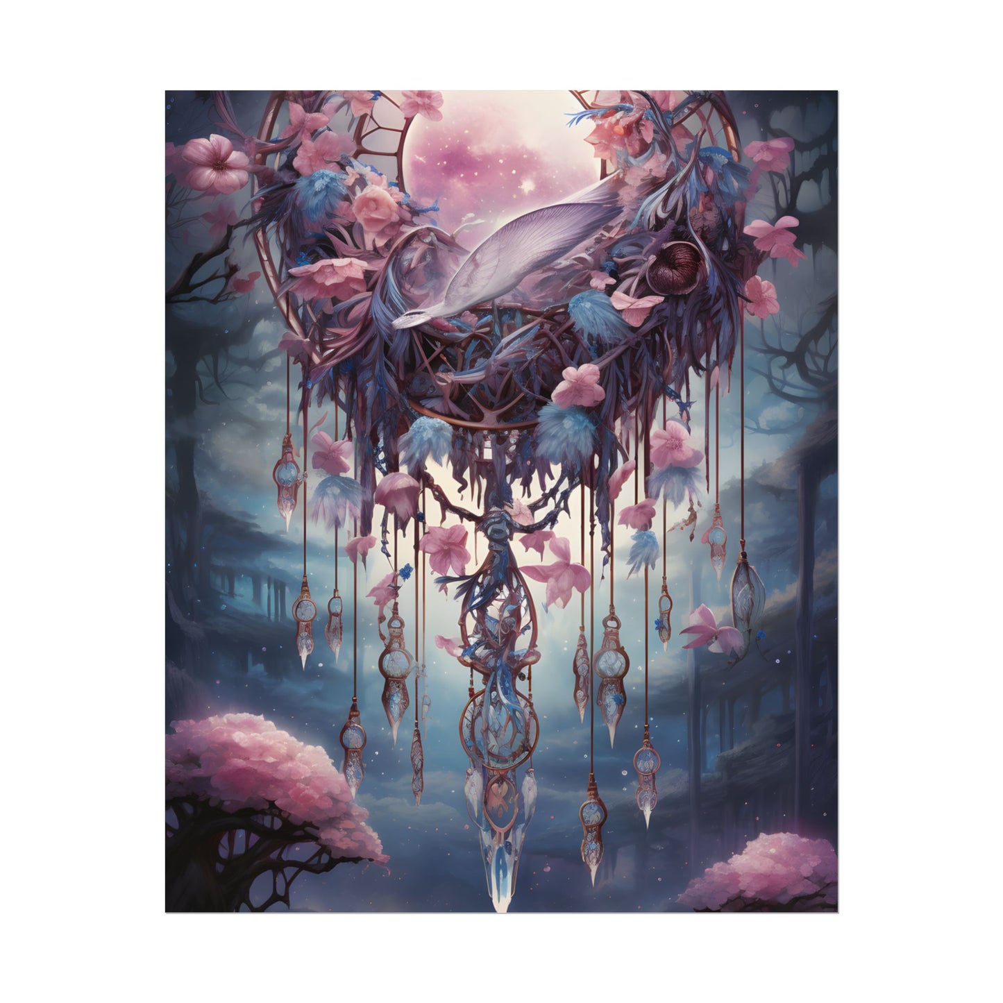 Surreal Landscape: Serene Tree in Vast Sky - Poster