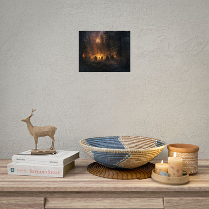 Tranquil Forest Sunset: People Connecting with Nature - Poster