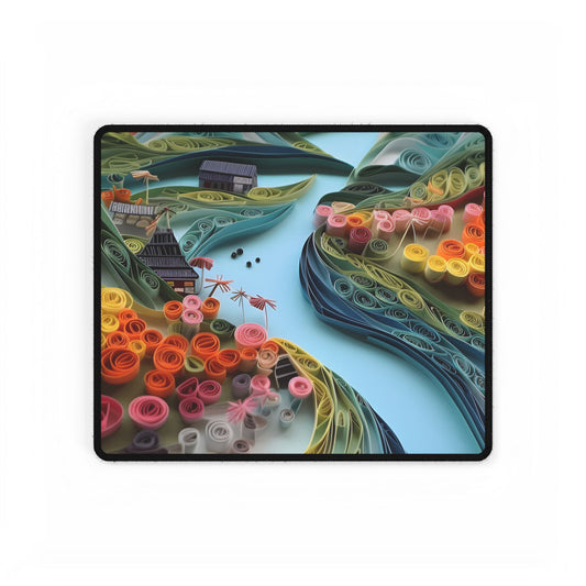 Paper Quilled Island Landscape: Handmade Artwork Photo - Desk Mat