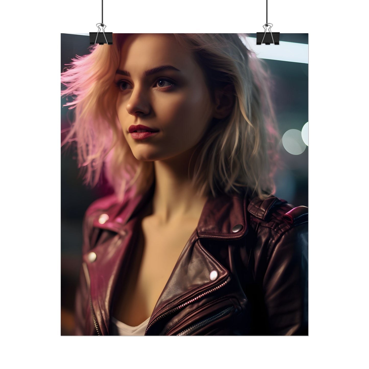 Cyberpunk Teen Close-Up: Digital Artwork - Poster