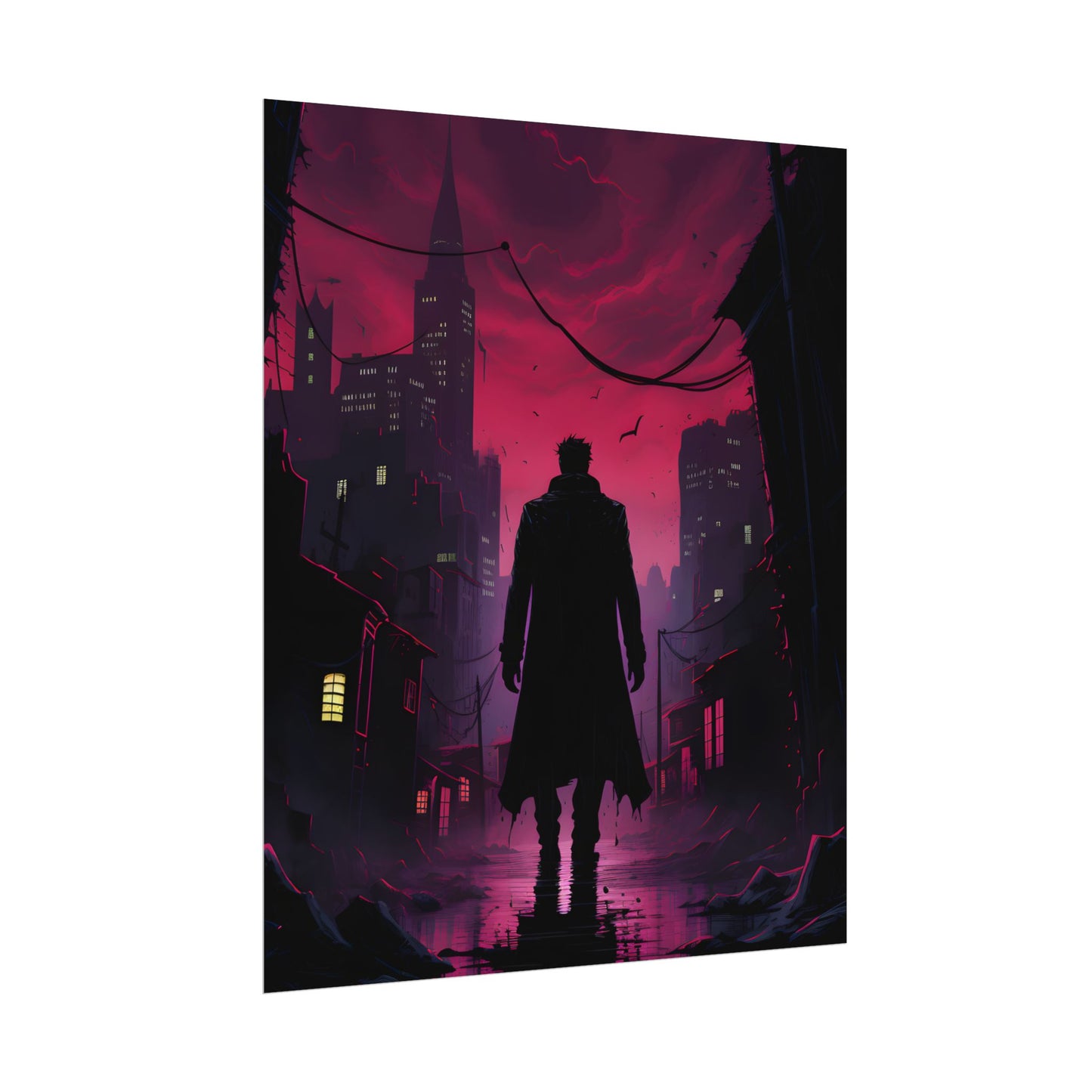 Gritty Urban Scene: Detective in Thought - Poster