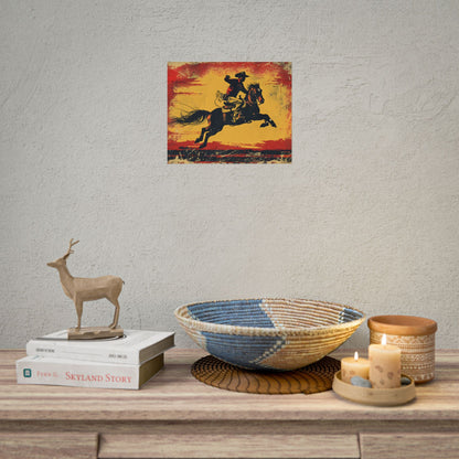 Retro Rodeo Action: Cowboy Riding Bucking Bronc - Poster