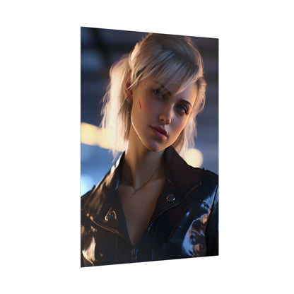 Cyberpunk Teenage Girl: Blonde Digital Art - Poster