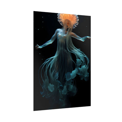 Underwater ballet of luminescent beauty: A dance in motion with oceanic harmony - Poster