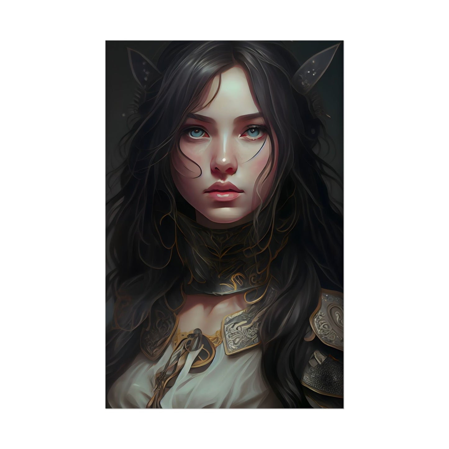 Vibrant Red Portrait: Dynamic Female Artwork - Poster