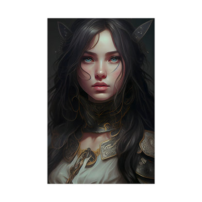 Vibrant Red Portrait: Dynamic Female Artwork - Poster